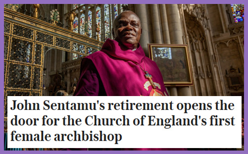 Archbishop York Sentamu - retirement woman